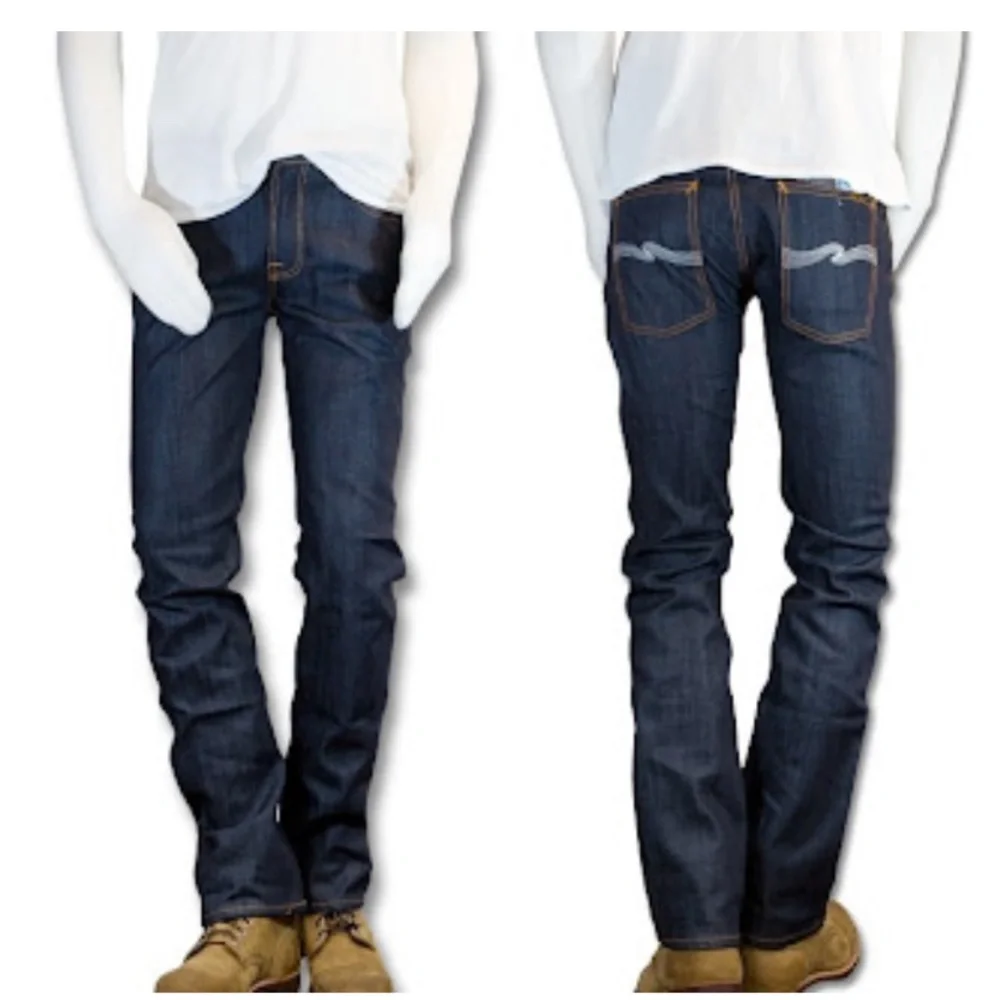 Nudie Jeans Mens Blue Slim Jim Dry Organic Ecru Embo Denim Made in Italy 30 x 33 - Picture 2 of 15
